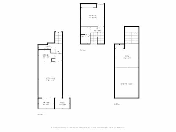 A black and white image of a floor plan for a two-story building.