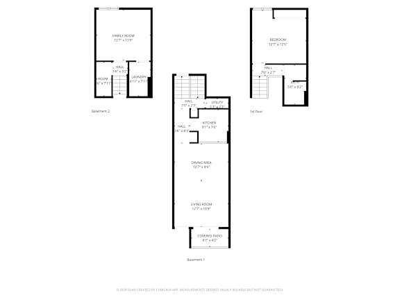Floor Plan  A floor plan for a home with three bedrooms, two bathrooms, and a garage.