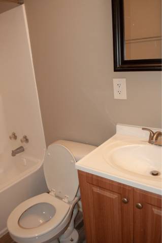 A white toilet sits next to a sink in a bathroom.