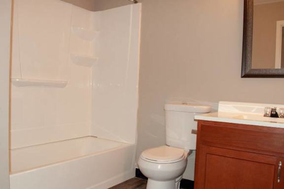 A white toilet sits next to a sink in a bathroom.