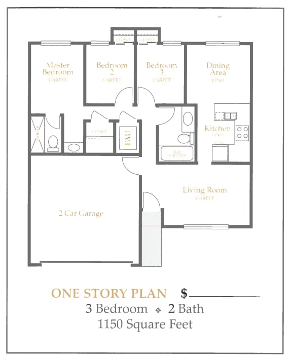 One Story Floor plan at Oak Grove Terrace, Oak Grove Rd, Concord