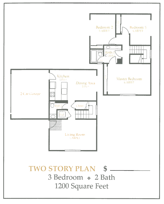 Two Story floor plan at Oak Grove Terrace Concord