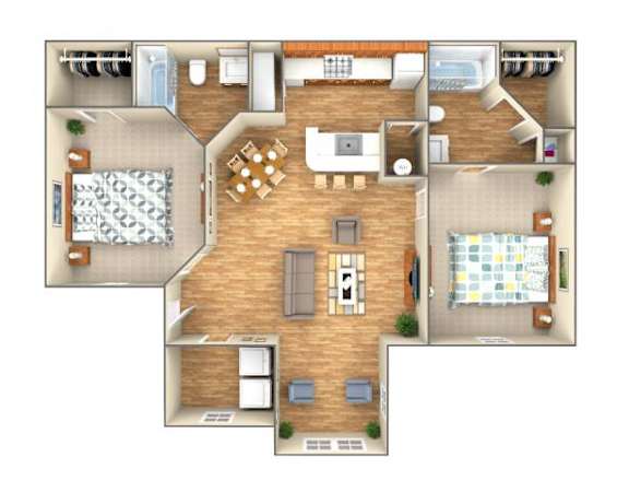 The Jasmine Floor Plan at Country Park Apartments, Denton, 76209
