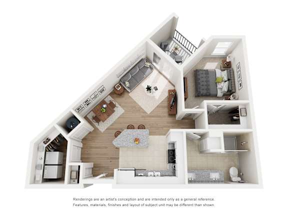 A floor plan of a house with a kitchen, living room, and bedrooms.