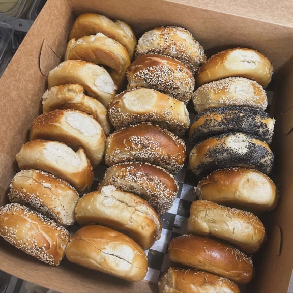 a box of different types of donuts