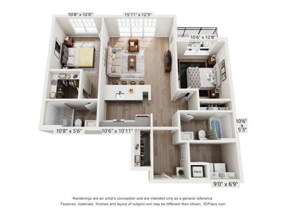 Floor Plan  a floor plan of a 1 bedroom floor plan