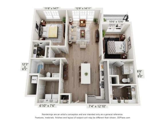 Floor Plan  a 3 bedroom floor plan of a 2100 sqft apartment