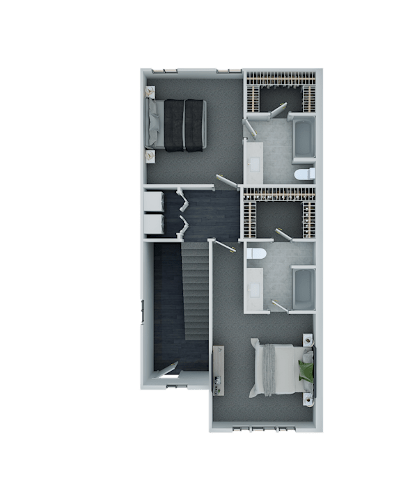 A floor plan of a house with a kitchen, living room, and two bedrooms.