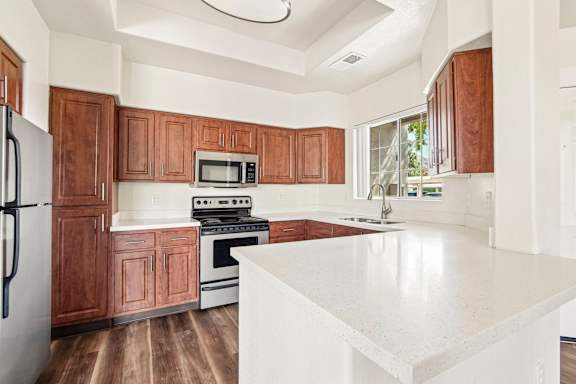 Apartment kitchen — representative home at The Palms.