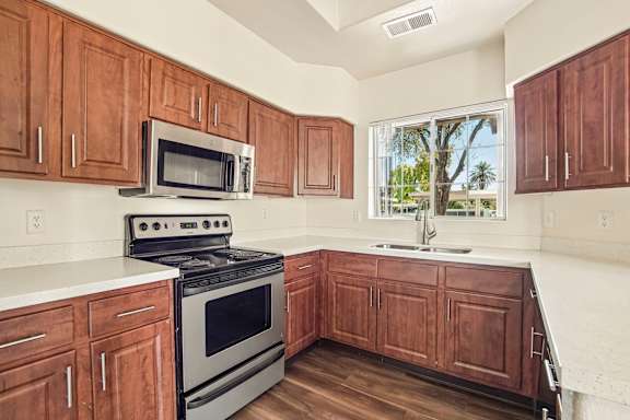 Apartment kitchen — representative home at The Palms.