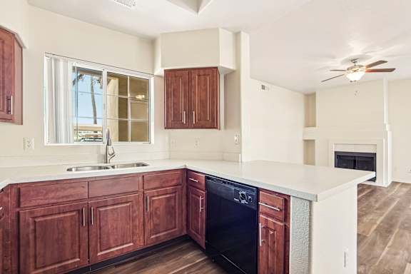 Apartment kitchen — representative home at The Palms.