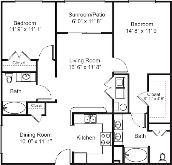 A black and white image of a floor plan for a home with labeled rooms and dimensions.