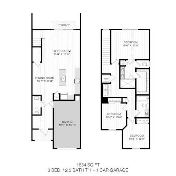 three bedroom floor plan  the residences at sawmill estates