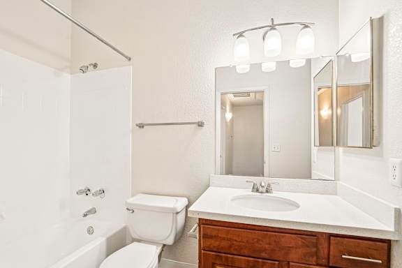 Apartment bathroom — representative home at The Palms.