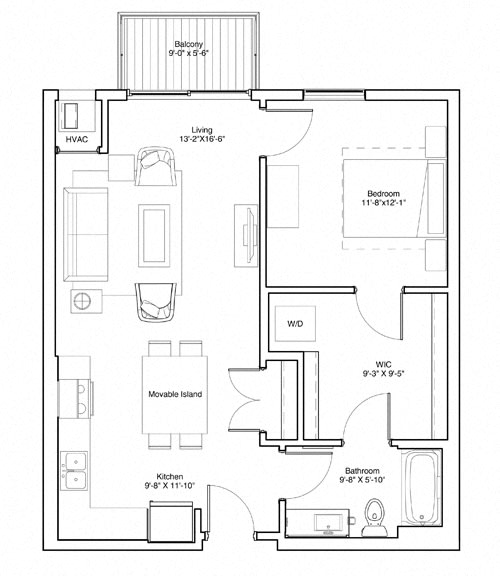 Vintage on Selby | Mae | One Bedroom Apartment Floorplan