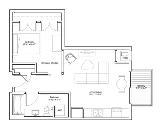 Vintage on Selby | Grace | One Bedroom Apartment Floorplan