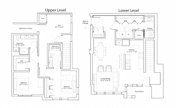 Vintage on Selby | Astaire - Townhome | Two Bedroom Townhome 3D Floorplan
