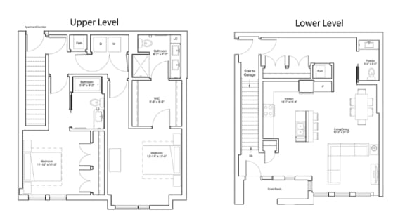 Vintage on Selby | Astaire - Townhome | Two Bedroom Townhome 3D Floorplan