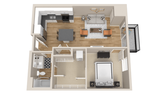 Vintage on Selby | Mae | One Bedroom Apartment 3D Floorplan