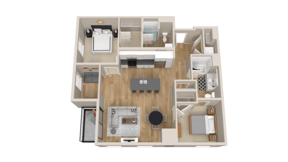 Vintage on Selby | Wayne | Two Bedroom Apartment 3D Floorplan