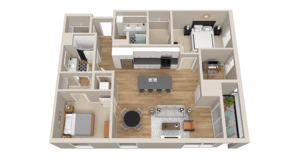 Floor Plan  Vintage on Selby | Cooper | Two Bedroom with Den Apartment 3D Floorplan