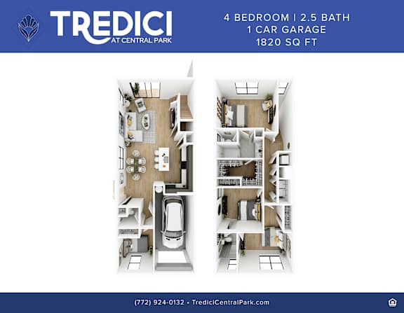 4 BDR  2.5 bath Townhome w/ 1 car garage 1820 sq ft