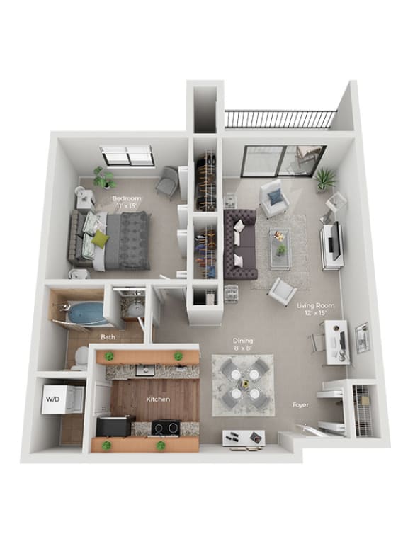 a floor plan of a 1 bedroom apartment at the biltmore apartments at Central Park East in Arlington Heights, IL