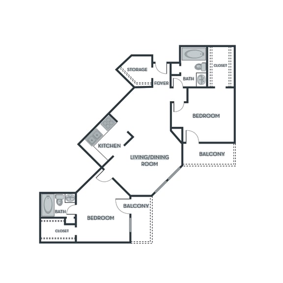 a floor plan of a house with a bedroom and a living room at The Burlington Apartments in St Paul, MN