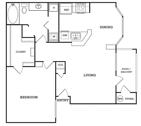 A black and white diagram of a house layout with labeled rooms.