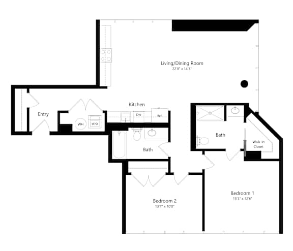 a floor plan of a house with a bedroom and a living room