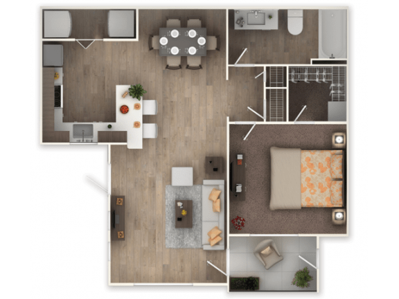 one bed one bath with small patio
