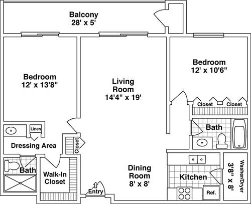 a floor plan at Central Park East in Arlington Heights, IL