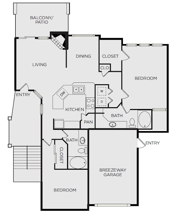 A black and white image of a house floor plan.