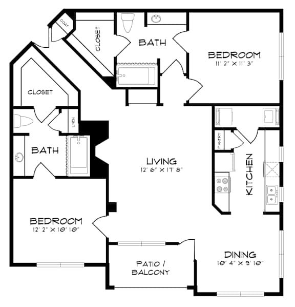 A black and white image of a floor plan for a house.