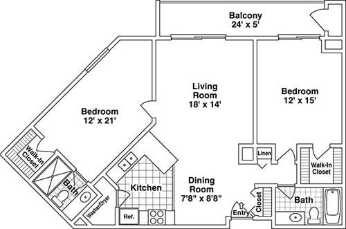 a floor plan at Central Park East in Arlington Heights, IL
