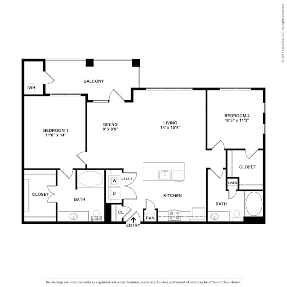 A black and white image of a floor plan for a home.