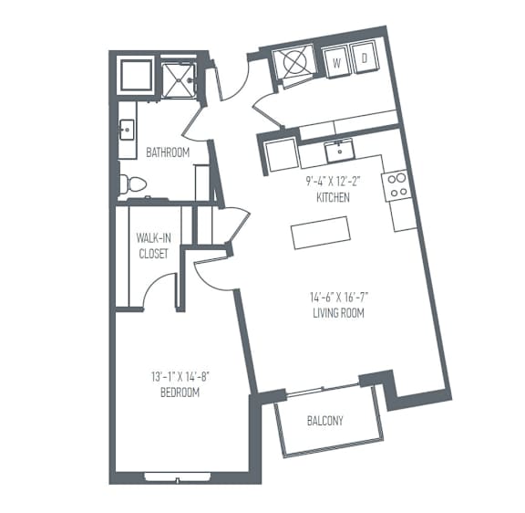 A black and white image of a house floor plan with a balcony.