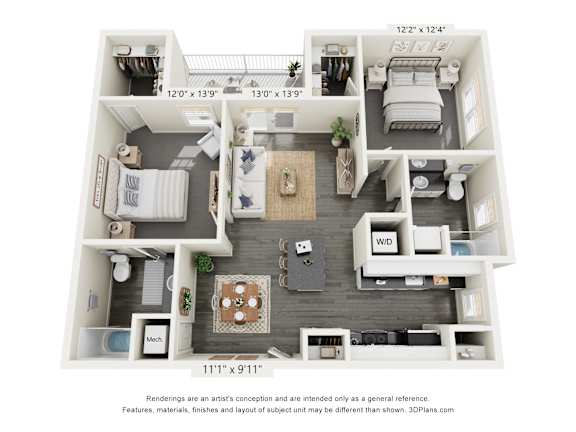 2 bedroom floor plan layout