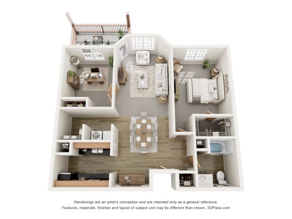 a 1 bedroom floorplan is shown in this illustration
