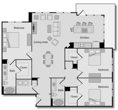 Three bedroom two bathroom apartment in plano texas
