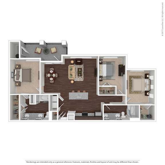 A floor plan of a house with a kitchen, living room, dining room, and bedrooms.