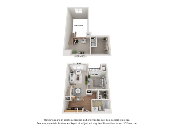 A floorplan of an apartment home