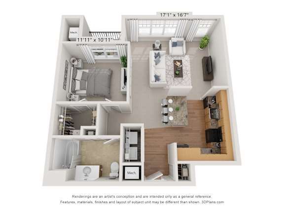 A floorplan of an apartment home