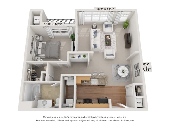 A floorplan of an apartment home
