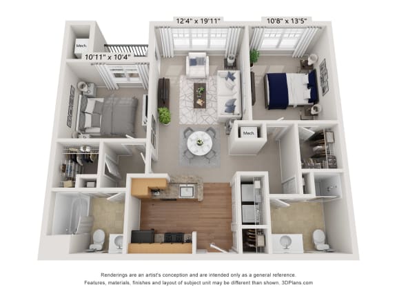 A floorplan of an apartment home