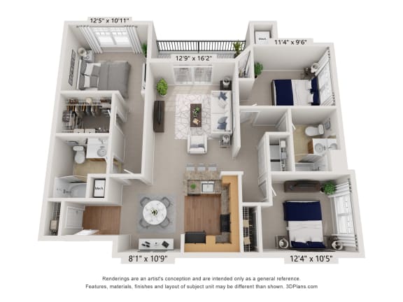 A floorplan of an apartment home