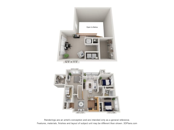 A floorplan of an apartment home