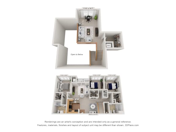 A floorplan of an apartment home