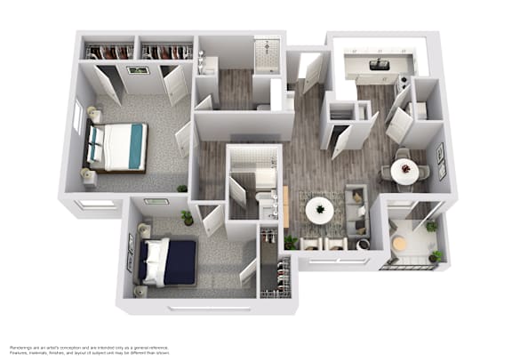 B2 floorplan, 1025 sq ft.