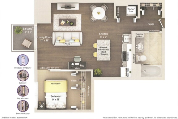 a floor plan of a house with a bedroom and a living room